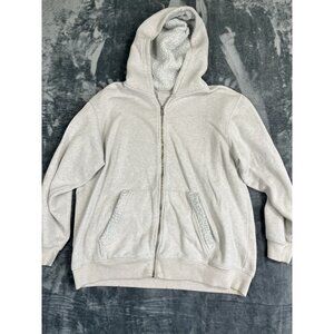 Aerie Womens Zip-Up Hoodie Light Gray Large Soft Warm Casual Hooded